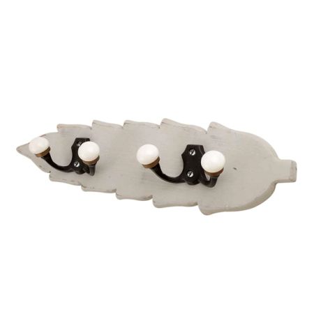 Grey Black Double Loop Ceramic Iron Wooden Hooks